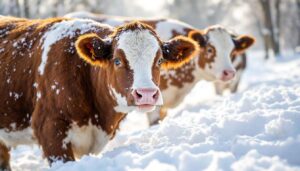 Rinder lieben Schnee - und pflegen damit ihre Klauen